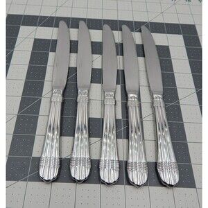 Hampton Silversmith Odyssey Dinner Knife Glossy Ribbed 18/10 Stainless Set of 5
